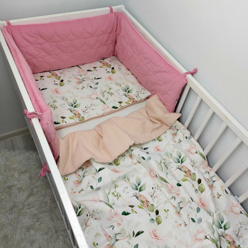 Ochraniacz do łóżeczka PREMIUM- velvet brudny róż