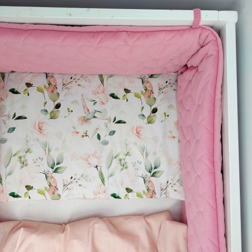 Ochraniacz do łóżeczka PREMIUM- velvet brudny róż