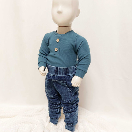 Body niemowlęce prążkowane- jeans