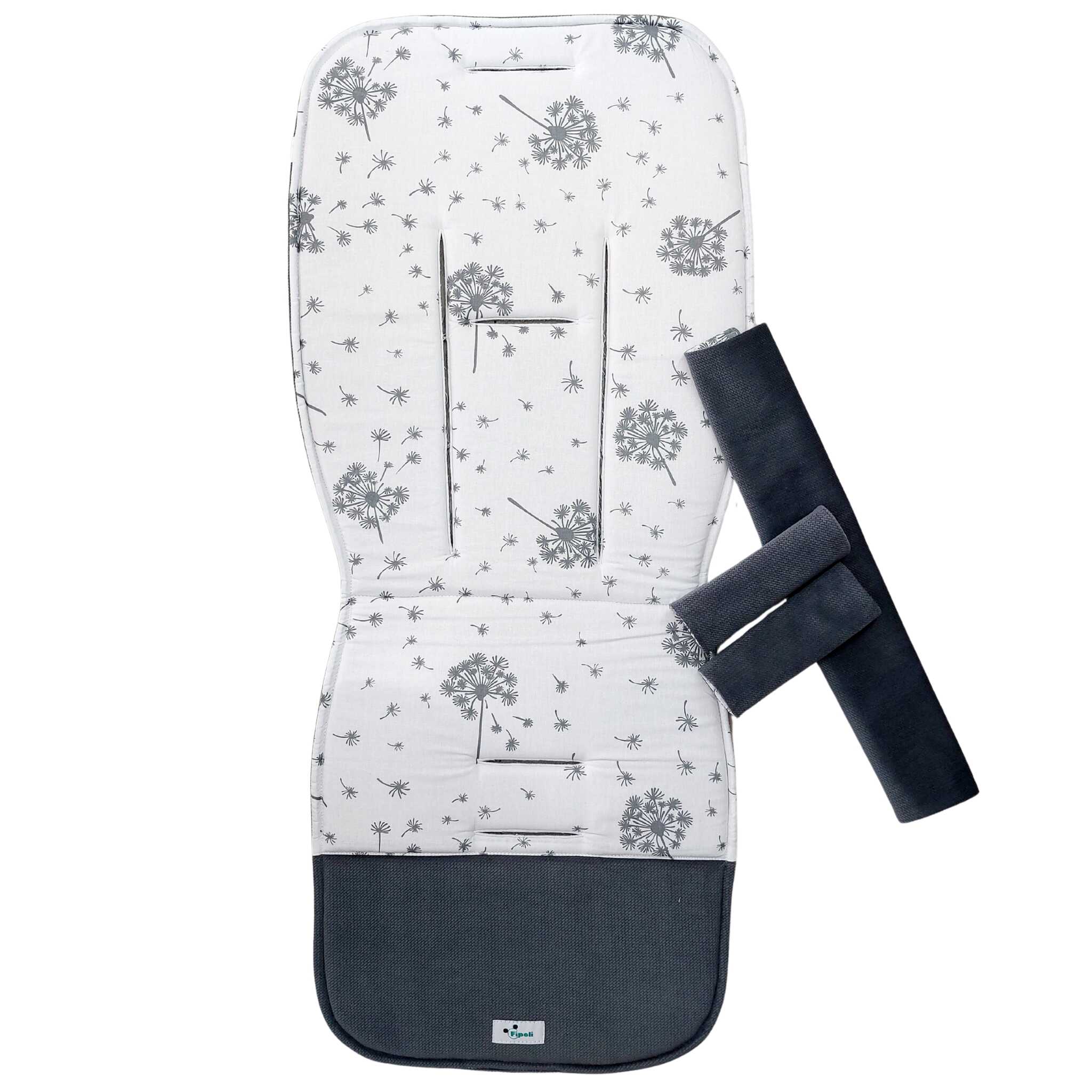 Wkładka do spacerówki- dmuchawce/ velvet jasny szary